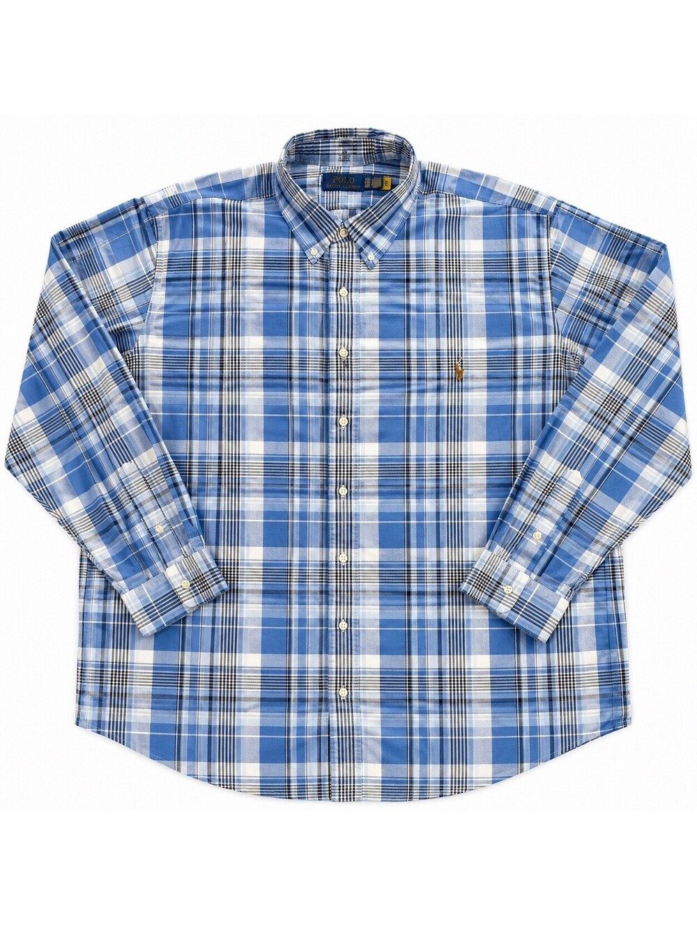 Polo Ralph Lauren Mens 4XB Big Blue Madras Plaid Button Down Shirt Pony NWOT
